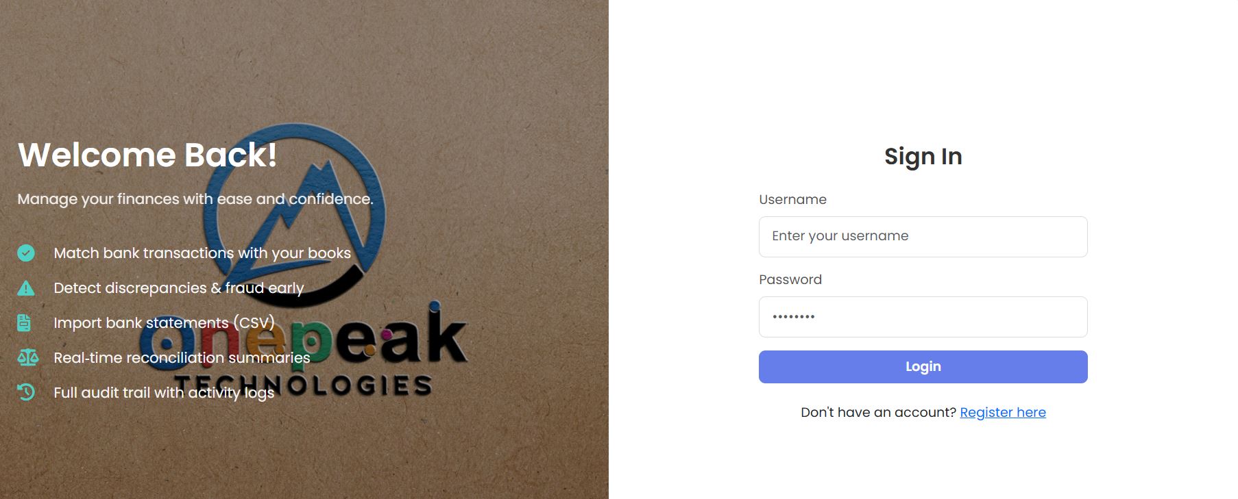 ONEPEAK RECONCILLIATION TOOL