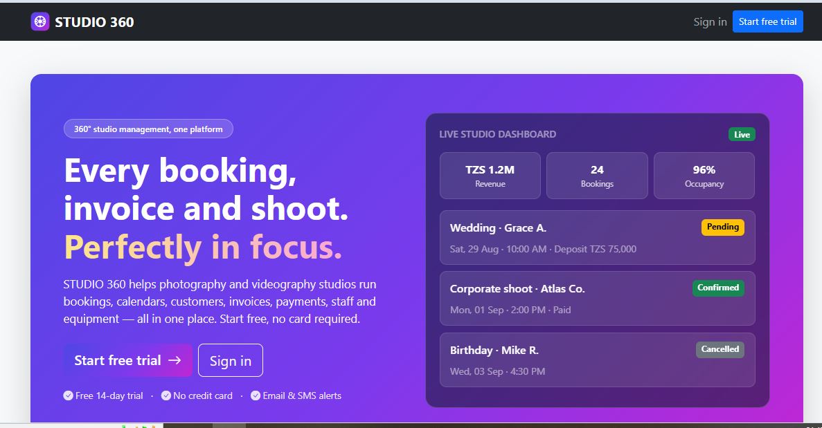 360 STUDIO MANAGEMENT SYSTEM